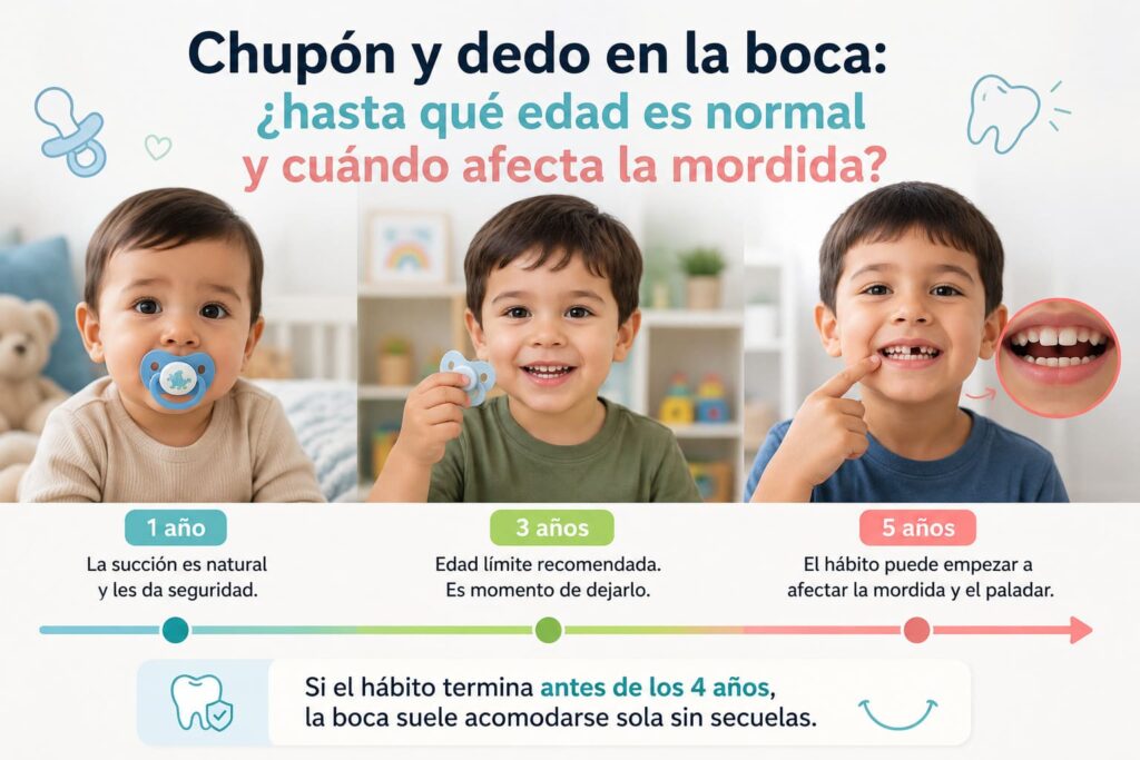 Chupon y dedo en la boca